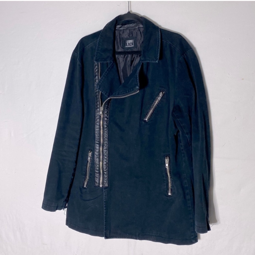 Urban Black Canvas Zip Up Pea Coat L